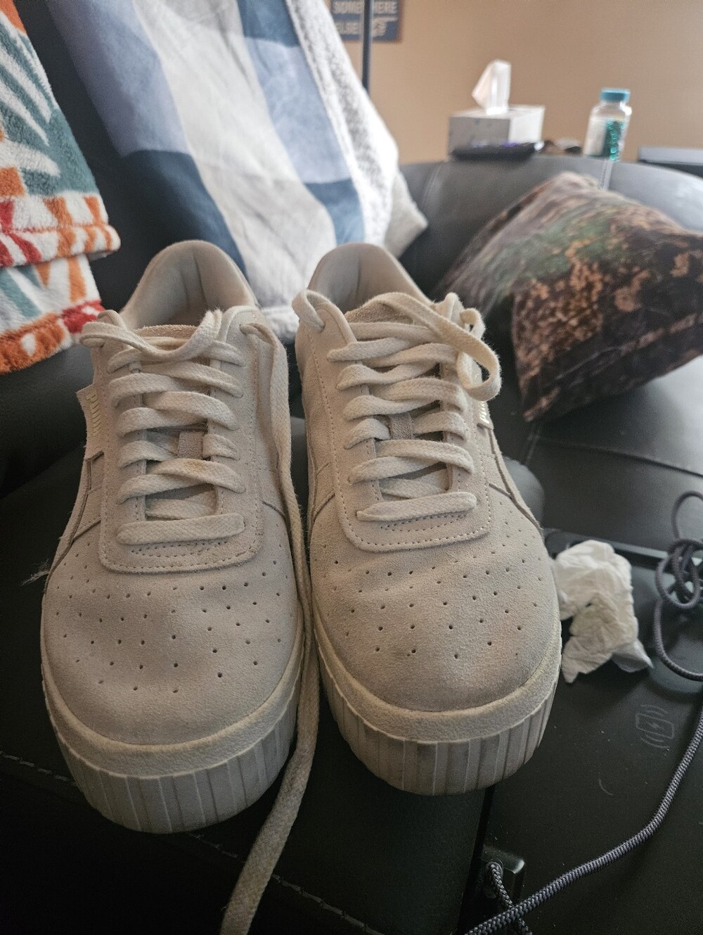 Puma Women's Low-Top Sneakers in Light Beige Suede